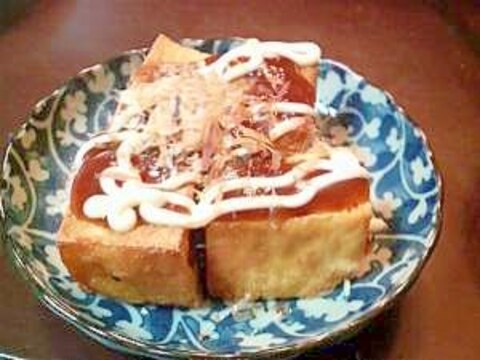 ホットプレートで厚揚げ、たこ焼き風